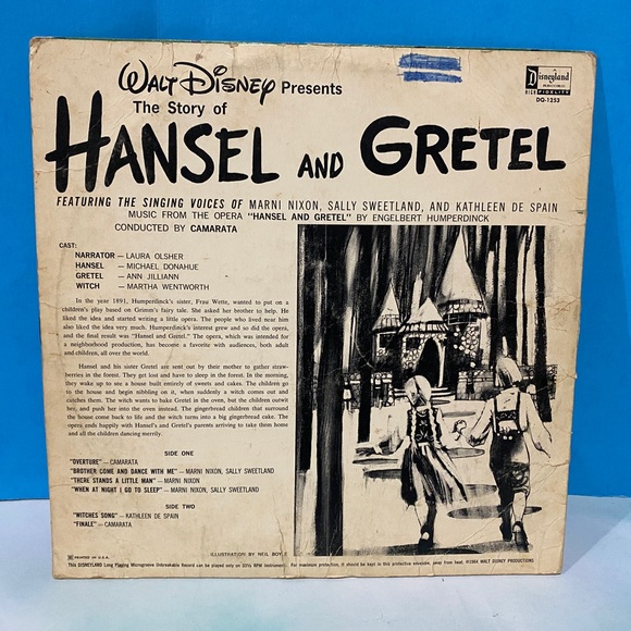 WALT DISNEY DISNEYLAND VTG 1964 THE STORY OF HANSEL AND GRETEL VINYL RECORD LP - Picture 7 of 13